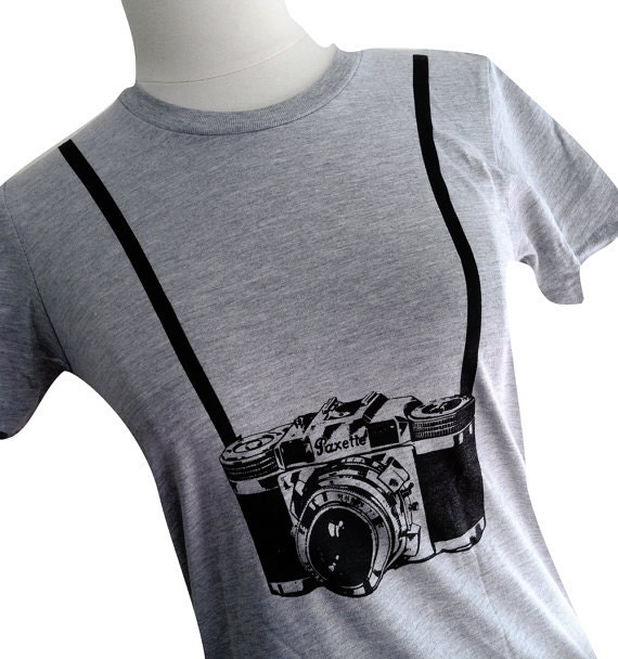 Womens Camera T shirt - Camera and Strap Ladies T Shirt (Available in sizes S, M, L, XL)
