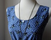 Hummingbird Bird Dress in Dark Blue / Handmade / Choose Your Size