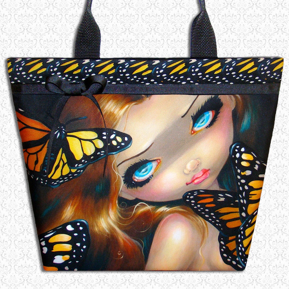 Nymph with Monarchs butterfly  tote bag