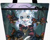 Poissons Volants Flying Fish large tote bag, artwork by Jasmine Becket Griffith