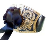 Western Floral Hand Tooled Leather Wide Waist Cincher Ribbon Laced Belt