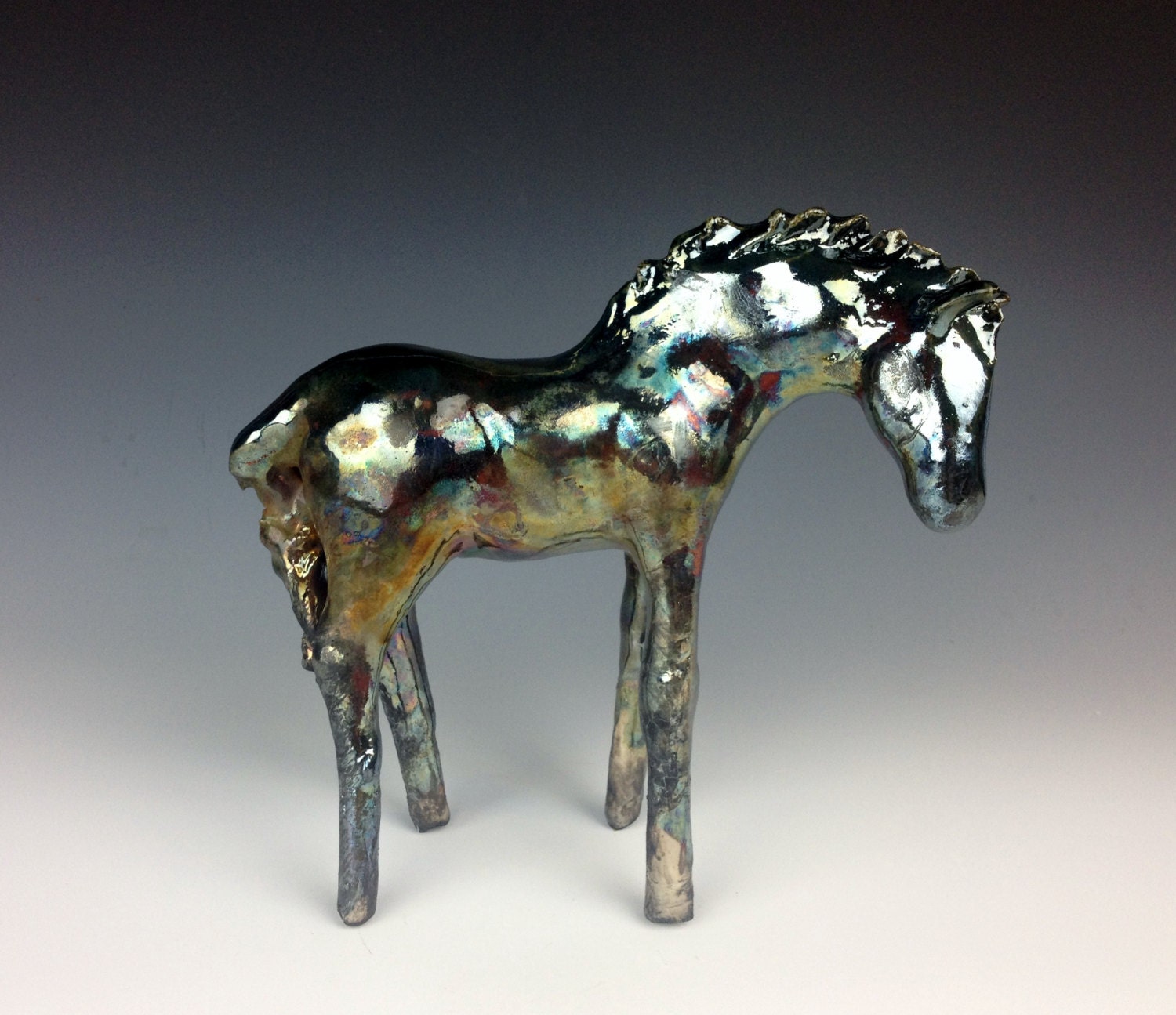 Copper Raku Horse 490 FREE SHIPPING
