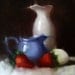 Small Oil Painting, Blue Pitcher, Daily Painting, Food Fine Art, Unframed Art