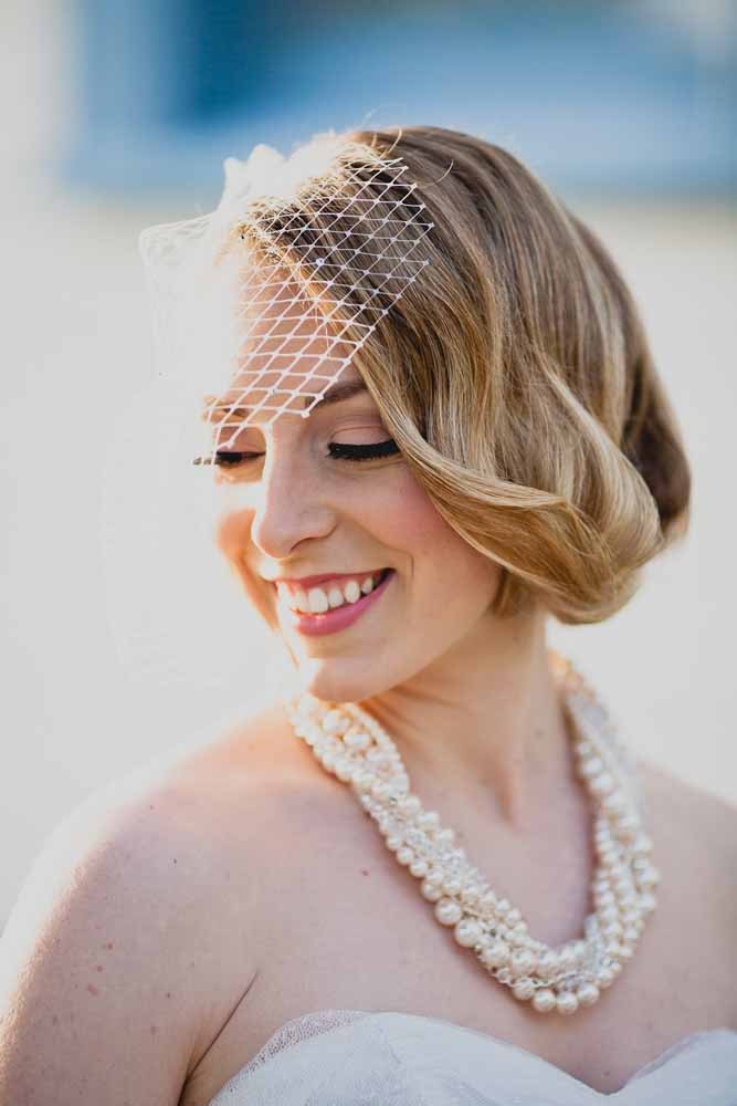 Birdcage Veil, Fabric Hair Flower, Bridal Comb, Wedding Veil