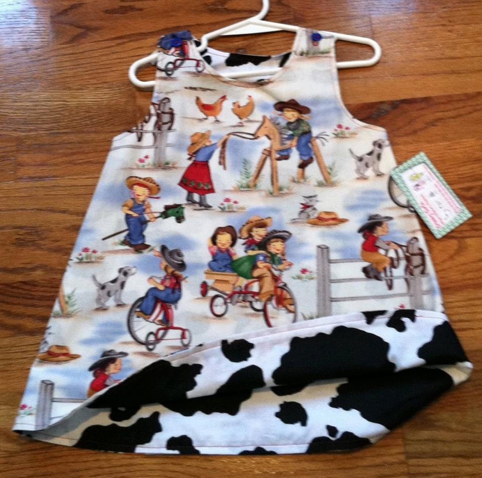Reversible A Line  Dress Round Up Rodeo by Groovy Gurlz Sizes 2t, 3t, 4t, 5y, 6y