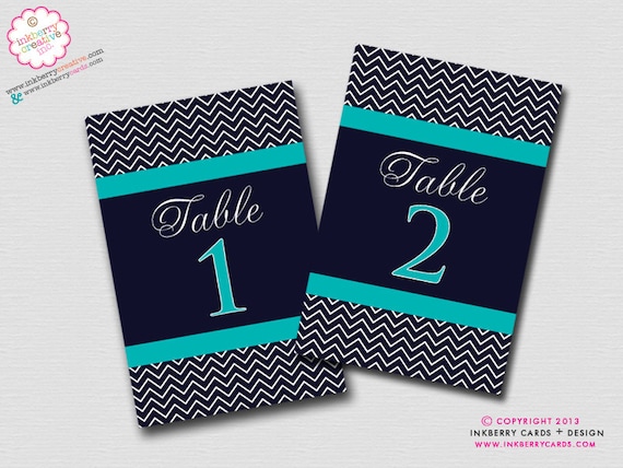 Chic Chevron Wedding Table Numbers - DIGITAL PRINTABLE FILE - Printed Options Also Available Il_570xn