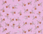 SALE Heather Ross Crafty Chloe Rag Doll Sock Monkey on Pink Cotton Fabric - 1/2 Yard (more available)