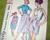 1950s Vintage Sewing Pattern - Shorts Flared Skirt Blouse - Slenderette Pattern Summer Clothes - Simplicity 2076 / Size 20 UNCUT FF
