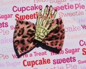 Leopard Zombie hand Hair Bow