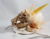 Small Gold and Cream Galleon Fascinator - Hairpiece -Hat -Headpiece