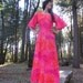 Fuchsia Orange Swirl 60s Bell Sleeve Dress