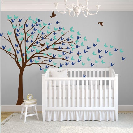 Butterflies Blowing Tree Wall Decal