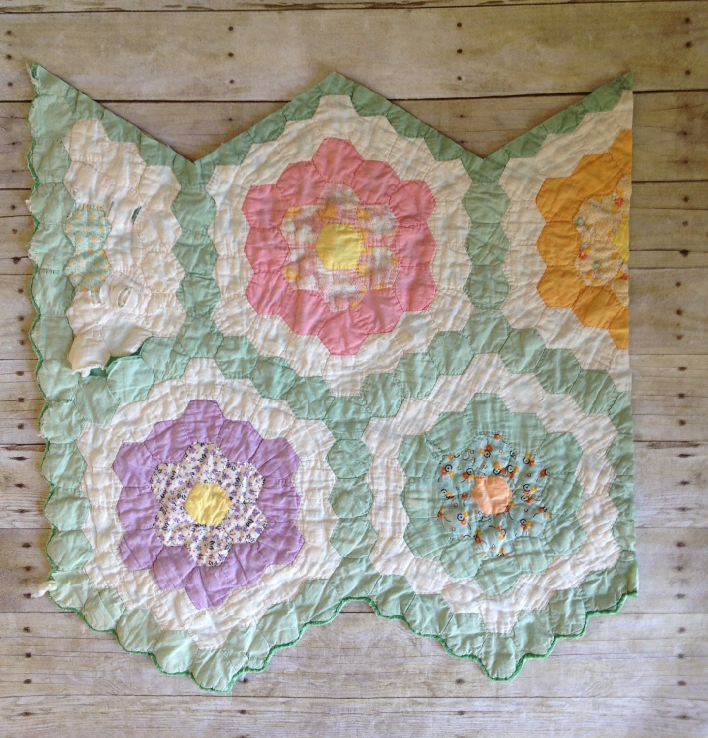 Vintage Quilt Piece, Newborn Photography Basket Stuffer, Prop Set