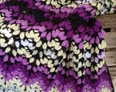 Vintage Black and Purple Crochet Blanket, Photo Prop, Home decor