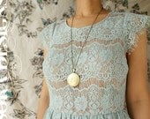 Initial necklace, vintage locket initial monogram brass gold locket necklace bridal party wedding locket necklace