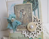 victorian birthday card- FANCY LADY and FAIRY-handmade birthday card