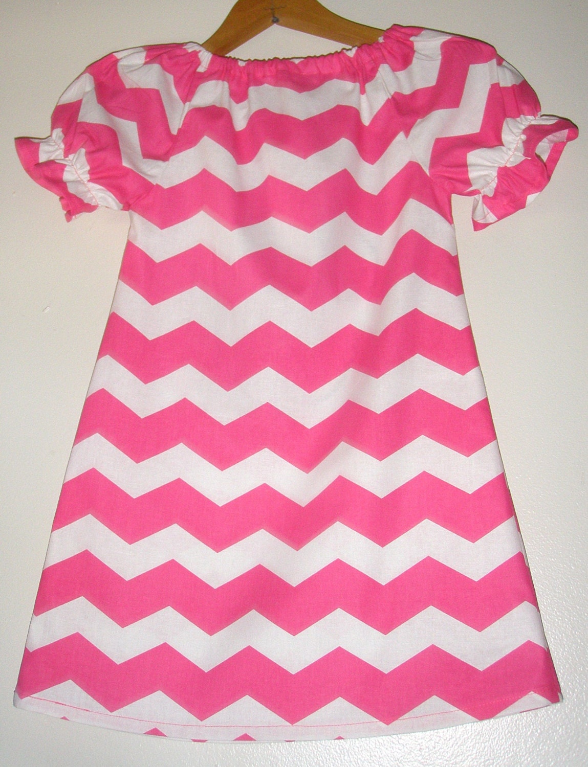 pink white Chevron  short sleeve  peasant   tunic dress (available in   7 or 8)