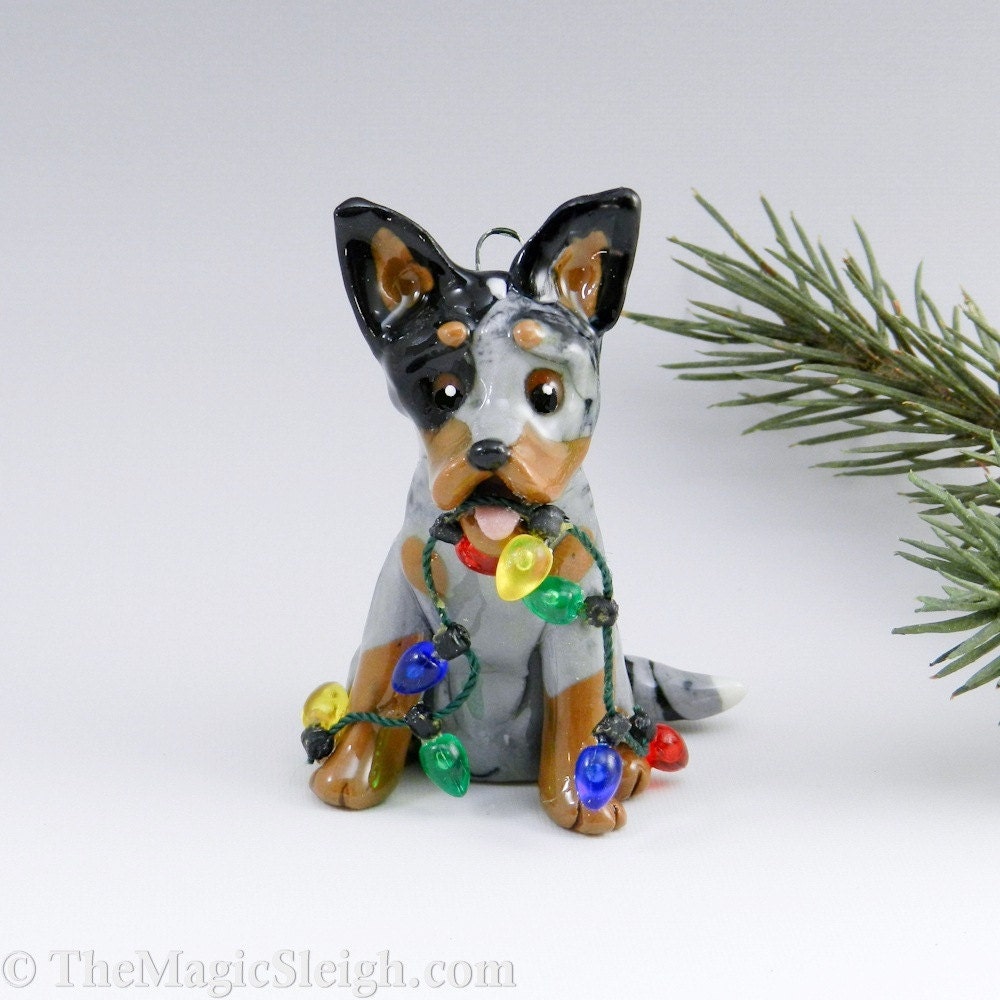 Australian Cattle Dog Ornament Christmas Lights Porcelain