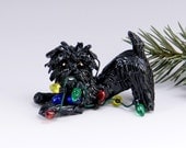 Affenpinscher Dog Ornament with Christmas Lights Porcelain