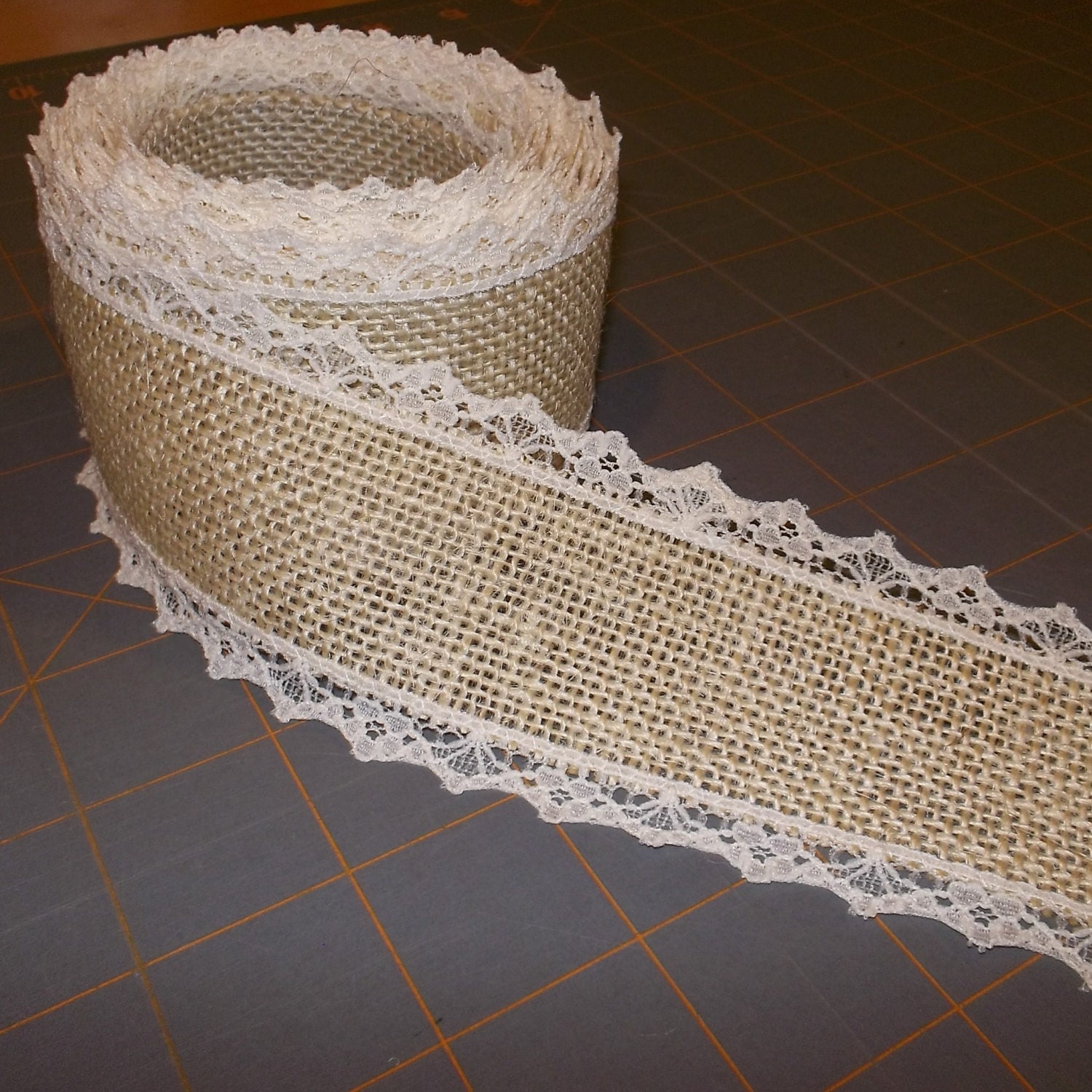 2.5 inch Burlap Lace Ribbon