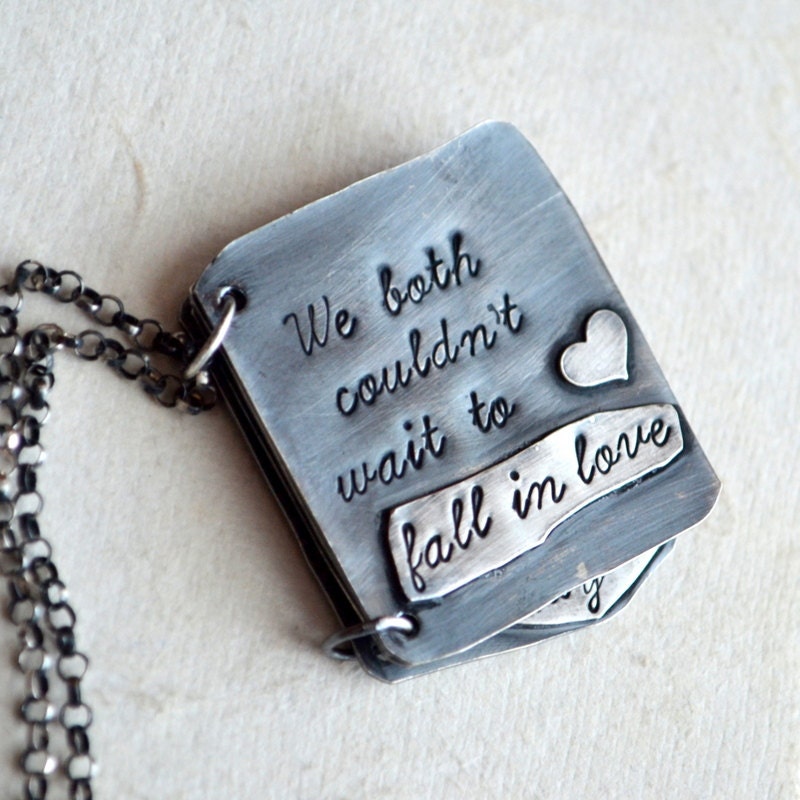 Personalized Book Necklace Sterling Silver - A little love story