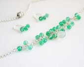 Green Onyx & Chalcedony Necklace and Earrings Set