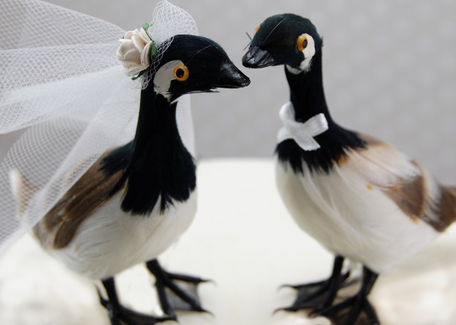 New and On Sale - Canada Goose Wedding Cake Topper: Rustic, Nature Bride & Groom Love Birds Wedding Cake Topper