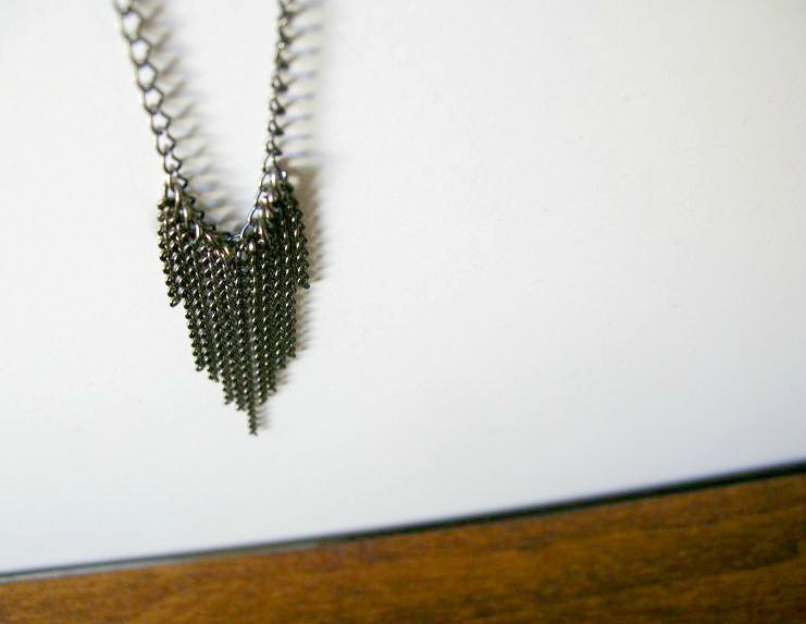 Metal Fringe Necklace // Gunmetal // Tribal Chain Necklace by OrdinaryMommy on Etsy