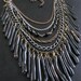 Tribal Statement Necklace - Black Coral and Vintage Rosary Bead - High Priestess Bib No.12