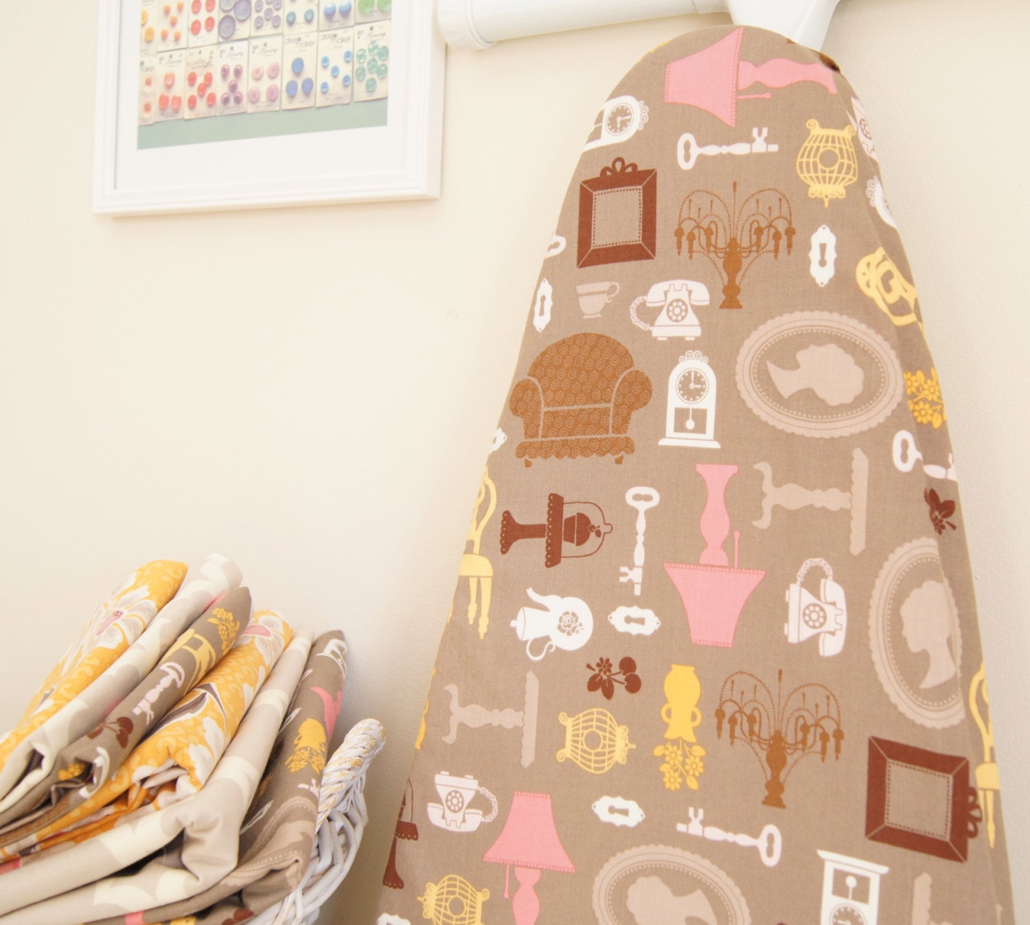 Ironing Board Cover - Cottage Furnishings in Grey