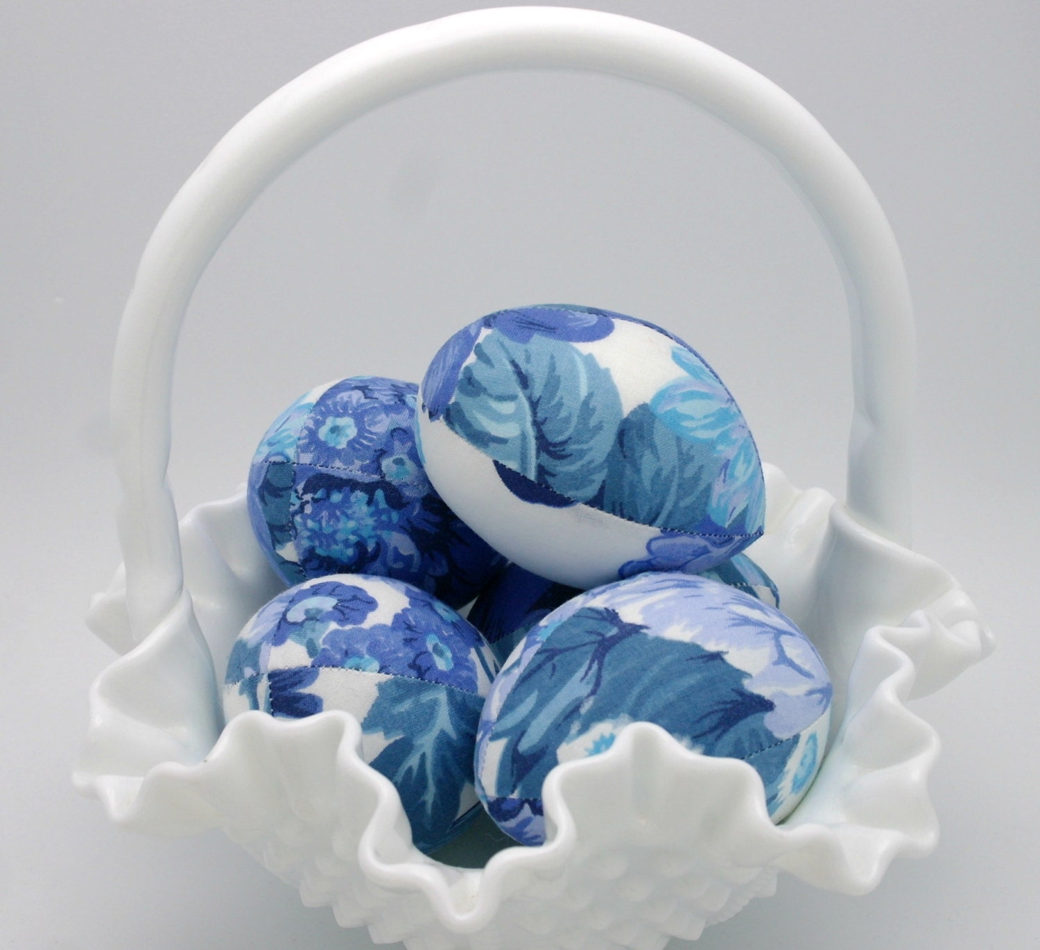 Blue and White Easter Basket Stuffer or Bowl Filler Spring Eggs Easter Decoration