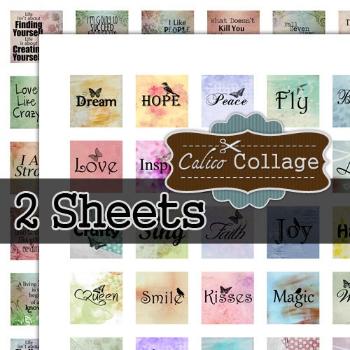 Inspirational Words to Live By Bundle - Instant Download Digital Collage Sheet- 1x1 inch Inchies Tile Size 803 & 967