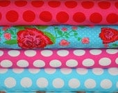 1/2 yard knit bundle dot euro import roses jersey knit lycra spandex