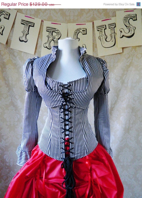 Clearance Sale Steampunk Victorian black white stripe jacket-size xlarge, ready to ship