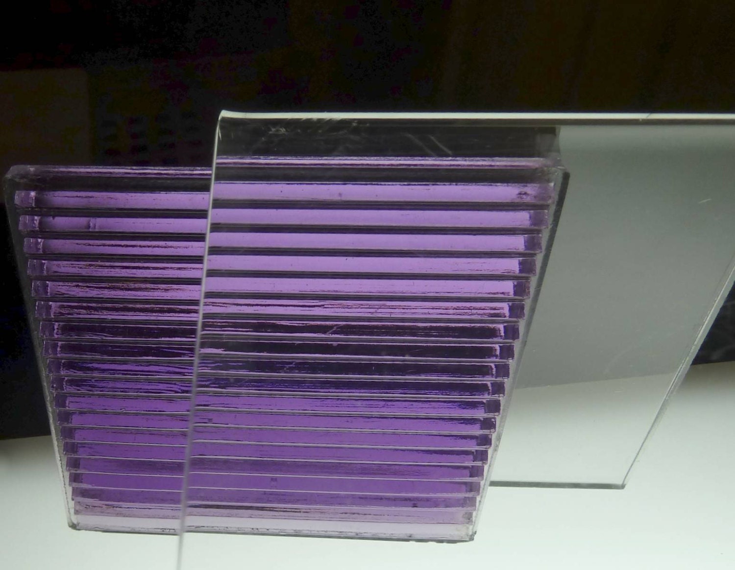 BEAUTIFUL antique purple GLASS prism tile window pane luxfer
