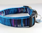 Guatemalan woven turquoise dog collar in antique lavender, fuchsia, black sapphire, turquoise, teal