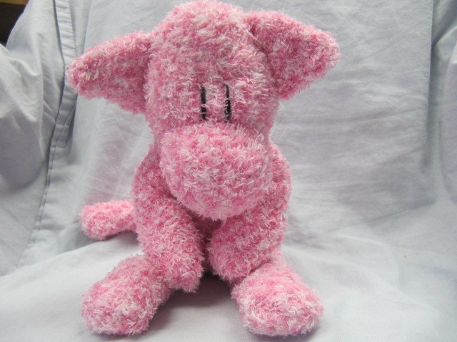 Emma a pink flecked fuzzy plush sock monkey (a)
