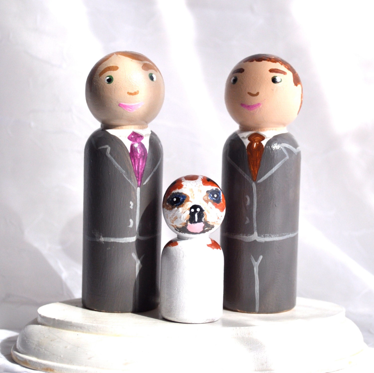Same Sex Wedding Cake Toppers / Gay Wedding Cake Topper Plus Pet- Semi Custom.