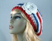 Cotton Summer Weight Hand Knit Beret