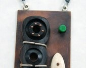 One-Of-A-Kind Contemporary Pendant from MADE shop - Cool - Handmade - Copper - Sterling - Recyled Wood and Bone - FREE SHIPPING