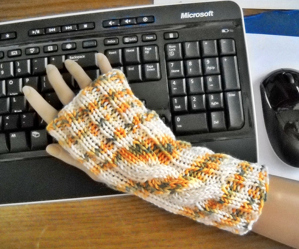 Handknit Fingerless Gloves, handpainted Australian superwash wool, fingerless mitts, seamless