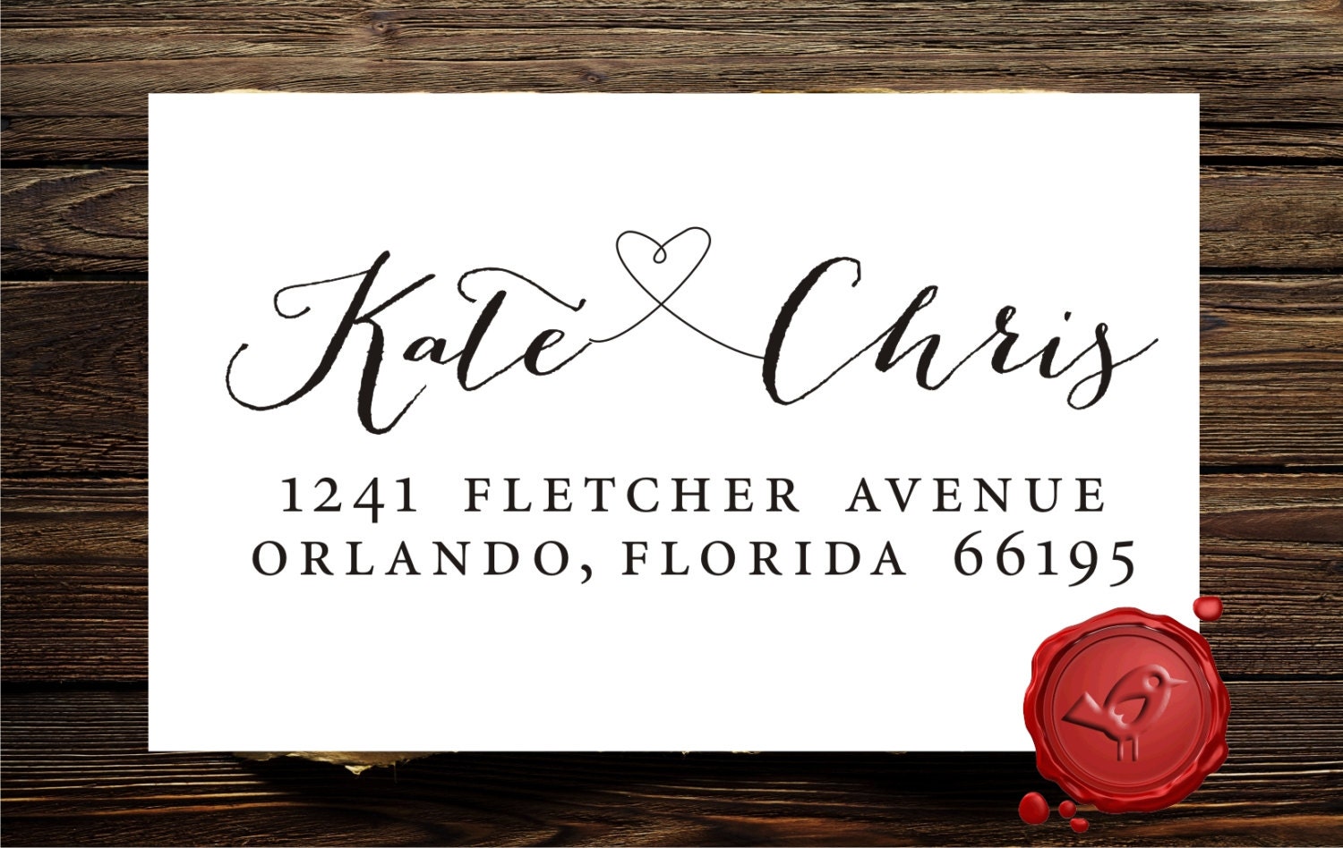 Custom calligraphy personalized address wood handle mounted rubber stamp - style 9013J