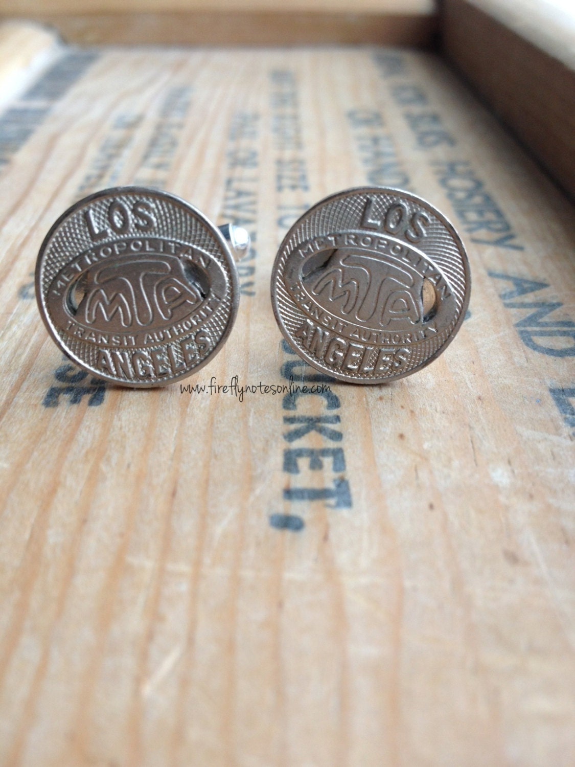Los Angeles cufflinks, vintage transit token cufflinks