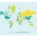 World Map (blues and greens)