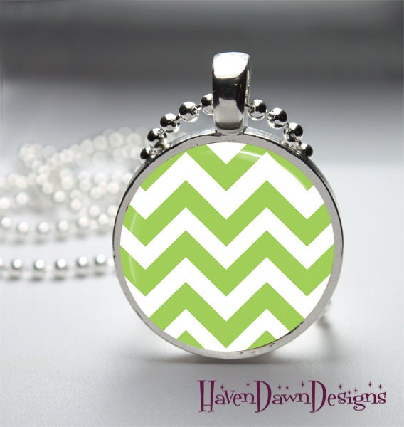 Chevron Glass Dome Necklace in your choice of color