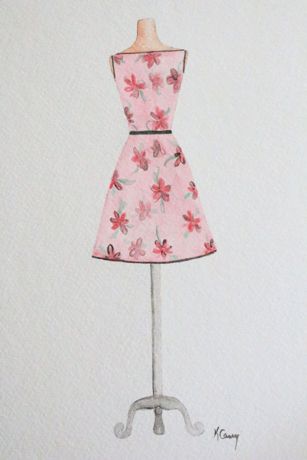 Watercolor Painting Art Fashion Illustration Original Home Decor Nursery Decor 9 X 12 Girls Room Feminine