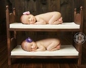 Small Traditional Newborn Twins Photography Prop Posing Beds and Foam Mattresses - DIY Stackable Bunk Bed with Ladder