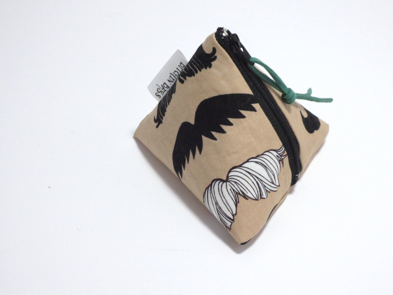 Oragami Pouch - Mustache Pouch - Triangle Pouch - Mustache fabric bag - Knitting markers bag - Wheres your Stache
