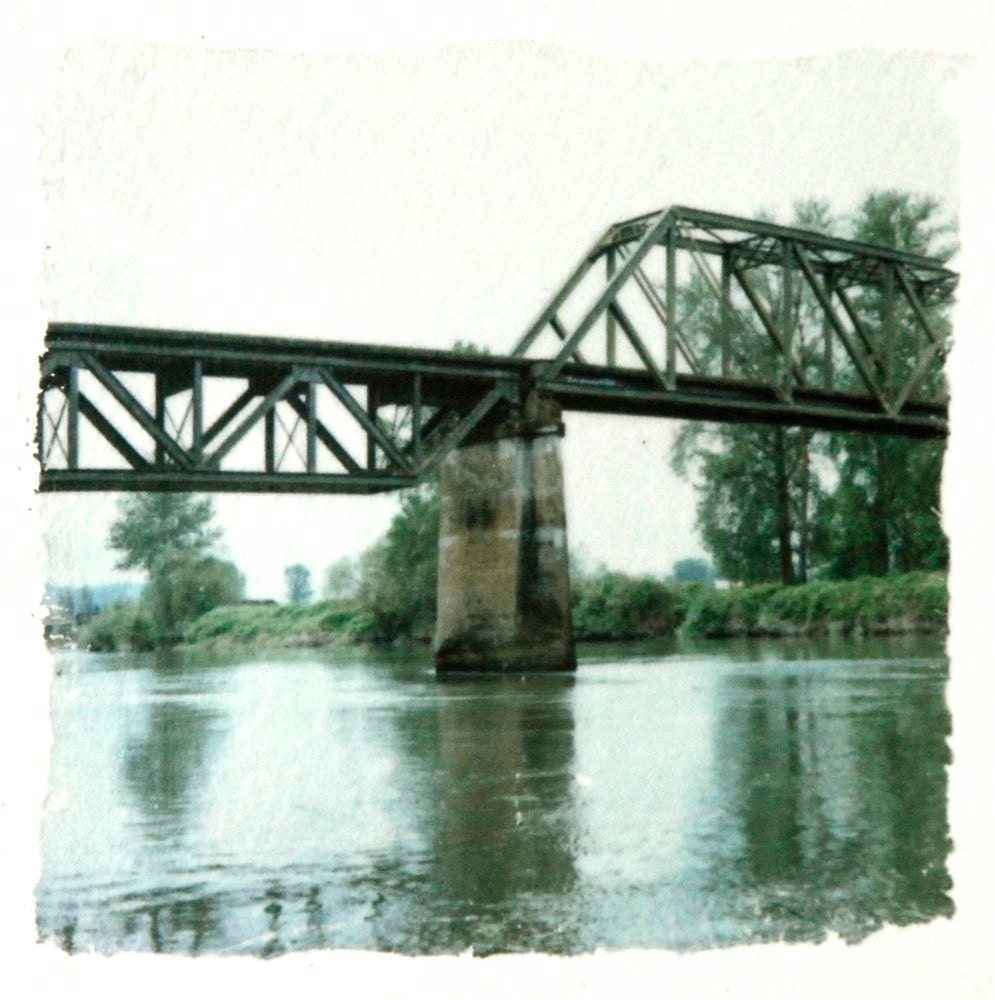 railroad bridge - emulsion lift, polaroid photograph, single print only, original