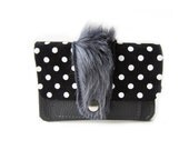 leather wallet grey hair dots